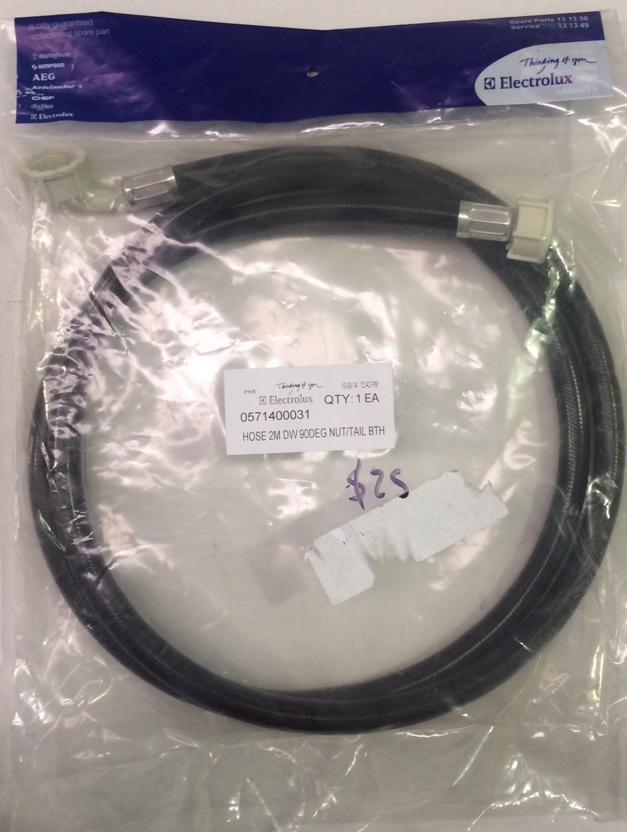 0571400031 GENUINE WESTINGHOUSE SIMPSON DISHLEX DISHWASHER INLET HOSE 2M