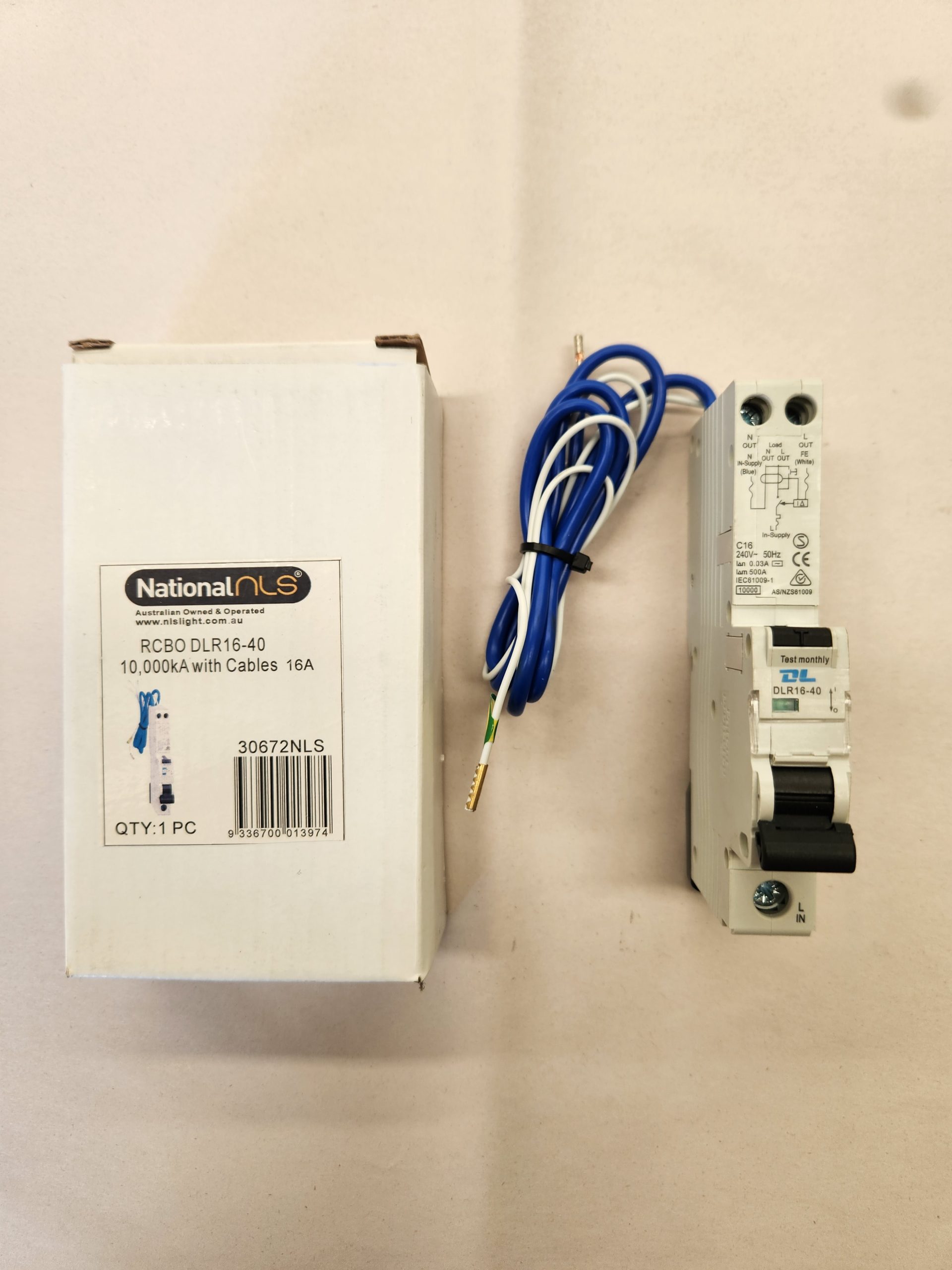 30672NLS RCBO DLR16-40 10,000KA With Cables 16A